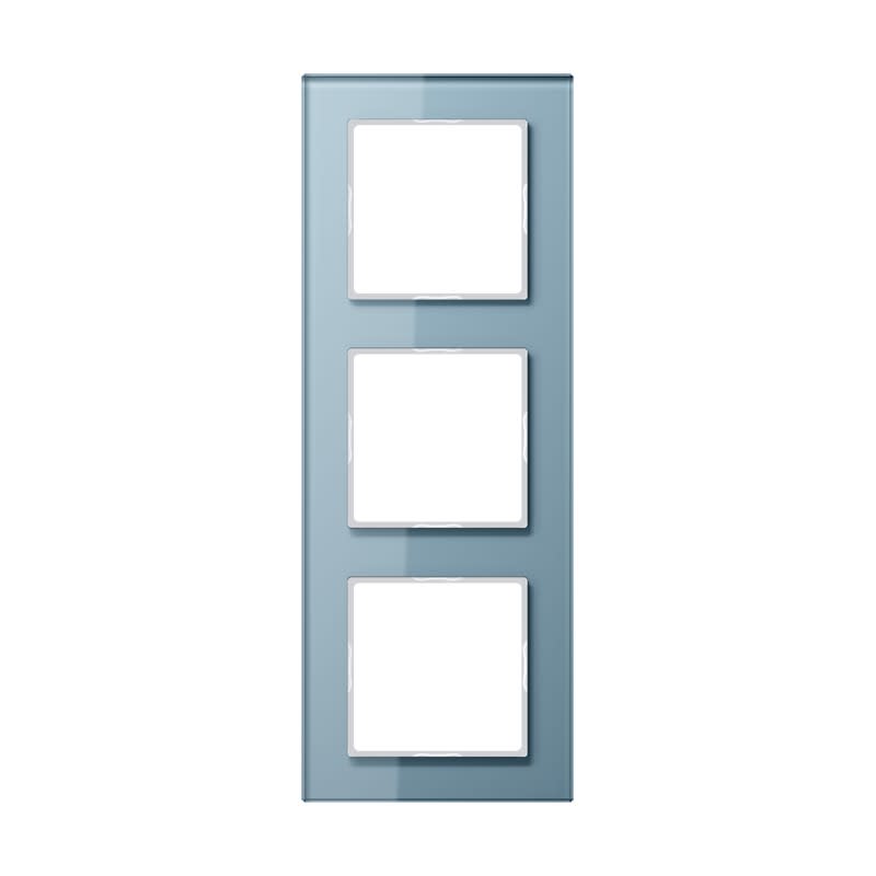 Jung - Cadre 3 postes - Acreation Verre Bleu