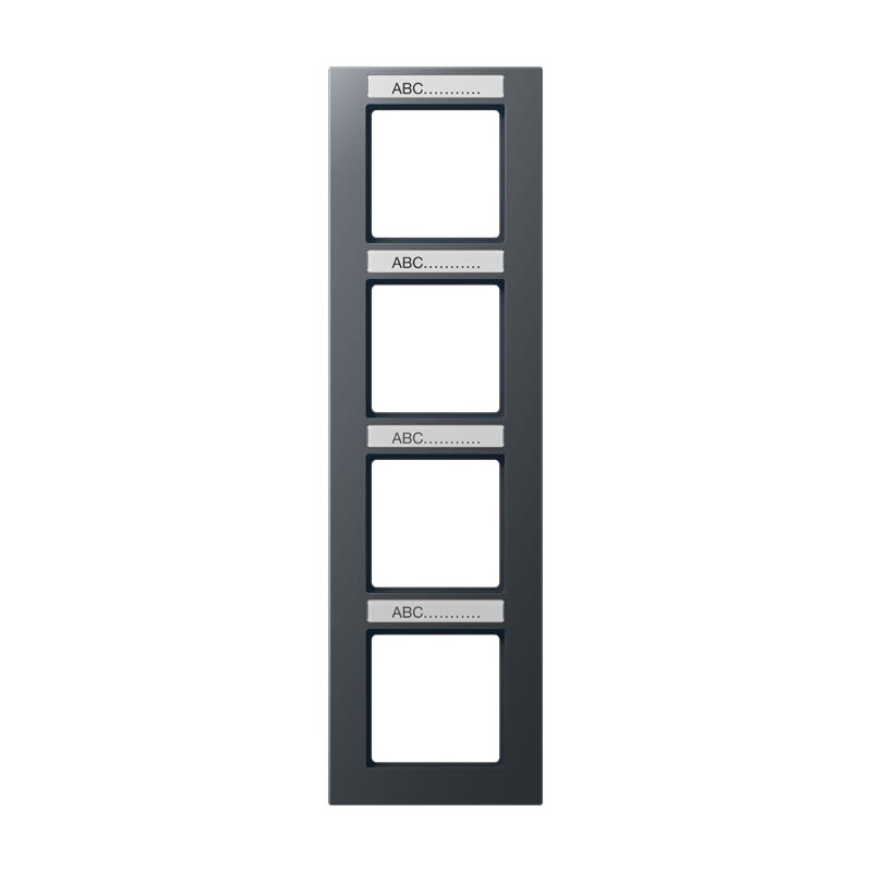 Jung - Cadre de finition 4 postes avec porte étiquette / Acréation Anthracite
