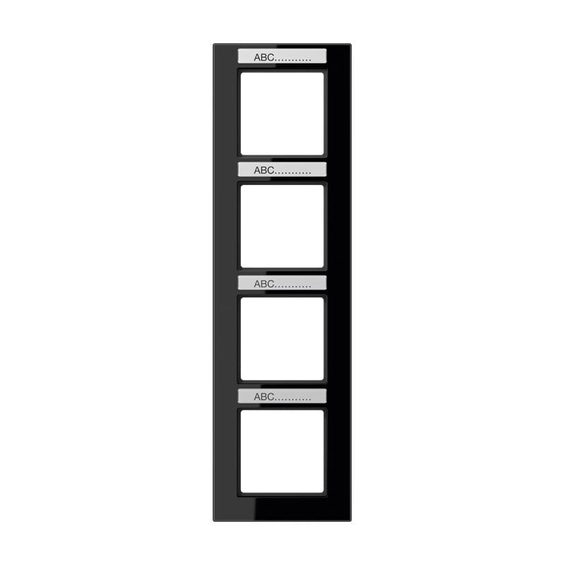 Jung - Cadre de finition 4 postes avec porte étiquette / Acréation Noir