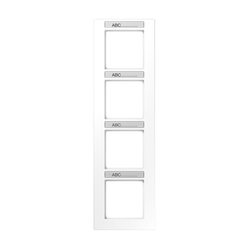 Jung - Cadre de finition 4 postes avec porte étiquette / Acréation Blanc