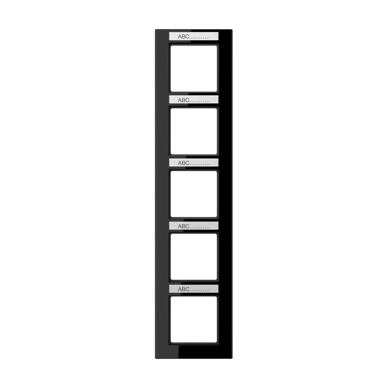 Jung - Cadre de finition 5 postes avec porte étiquette / Acréation Noir