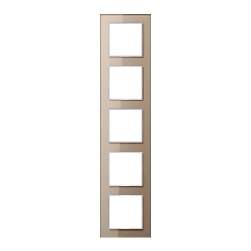 Jung - Cadre de finition 5 postes / Acréation Verre Champagne