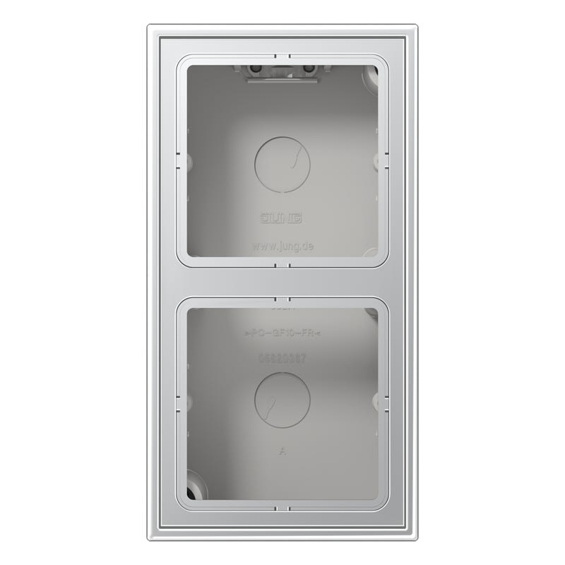 Jung - Boîtier saillie avec cadre 2 postes / LS 990 Aluminium laqué