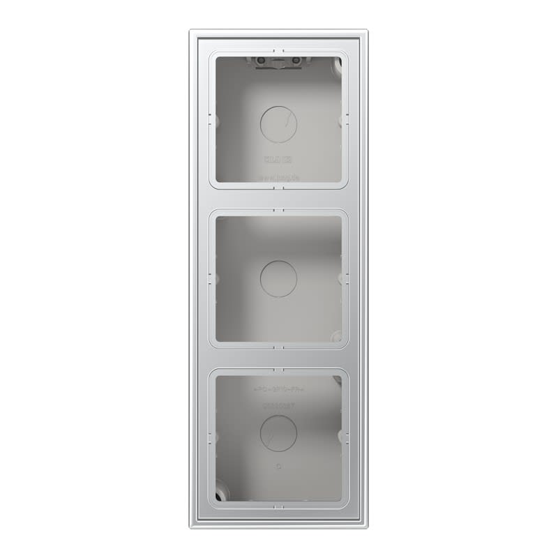 Jung - Boîtier saillie avec cadre 3 postes / LS 990 Aluminium laqué