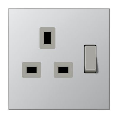 Jung - Prise avec inter 13A 250 V standard B.S / LS 990 Aluminium