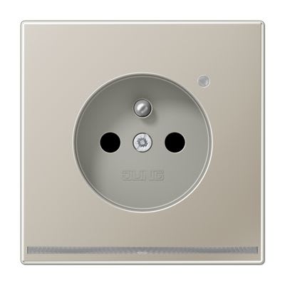 Jung - Prise 2P+T avec signal lumineux LED / LS 990 Métal INOX