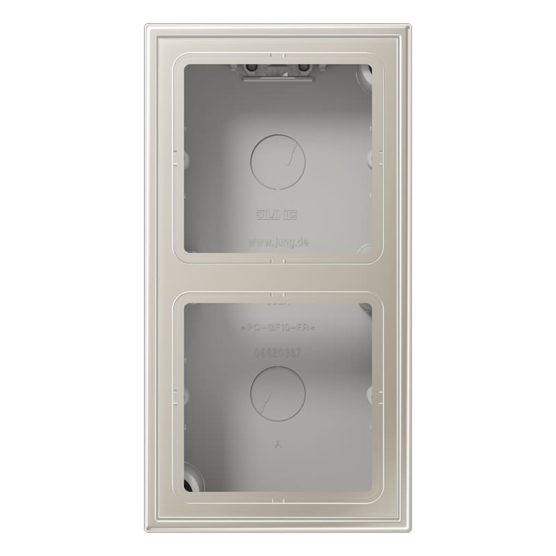 Jung - Boîtier saillie avec cadre 2 postes / LS 990 Métal Inox laqué