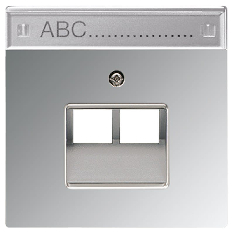 Jung - Enjoliveur avec porte étiquette pour double prise IAE/UAE / LS 990 Chrome