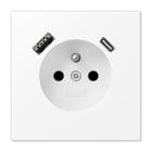 Jung - PC 2P+T type FR avec chargeur USB type AC / LS 990 Blanc mat