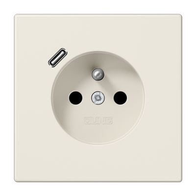 Jung - PC 2P+T type FR avec chargeur USB type C / LS 990 Ivoire