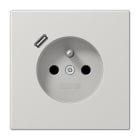 Jung - PC 2P+T type FR avec chargeur USB type C / LS 990 Gris clair