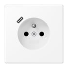 Jung - PC 2P+T type FR avec chargeur USB type C / LS 990 Blanc mat