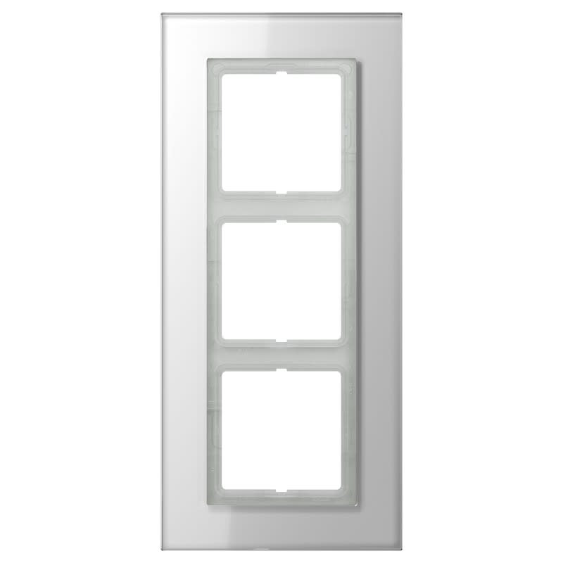 Jung - Cadre 3 postes / LS PLUS Verre Blanc