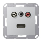 Jung - Connecteur Multimédia Chinch Audio - Mini 3,5 mm - HDMI 2.0 / A 500 Aluminium