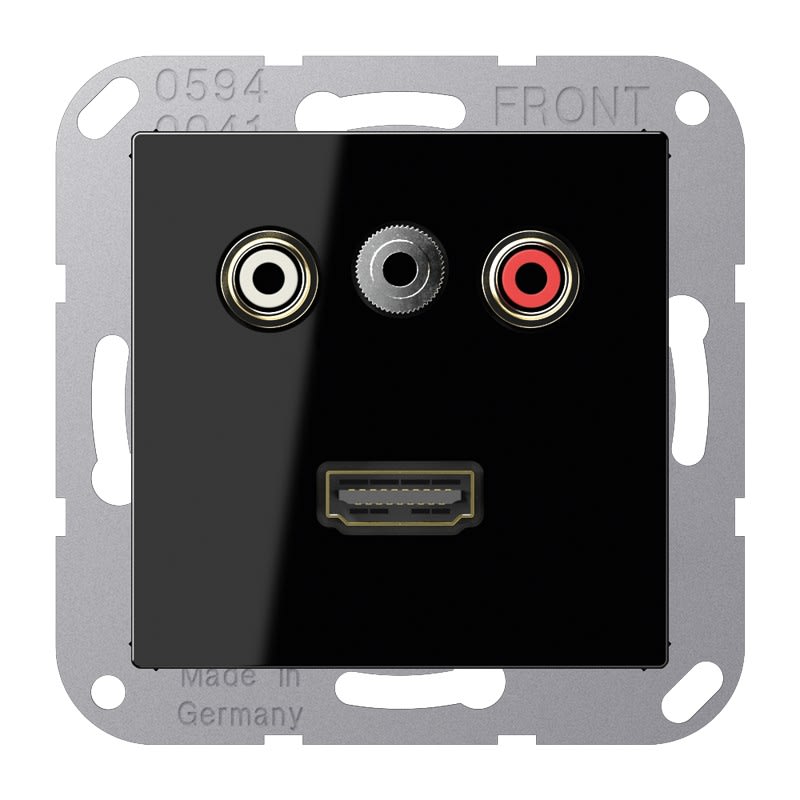 Jung - Connecteur Multimédia Chinch Audio - Mini 3,5 mm - HDMI 2.0 / A 500 Noir