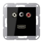 Jung - Connecteur Multimédia Chinch Audio - Mini 3,5 mm - HDMI 2.0 / A 500 Noir