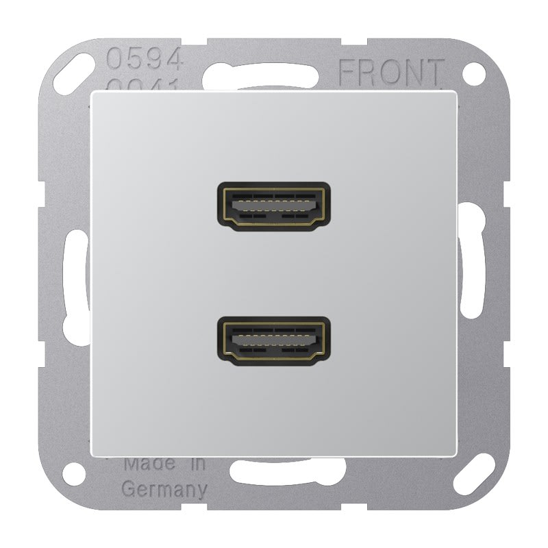 Jung - Connecteur Multimédia 2 x HDMI 2.0 / A 500 Aluminium