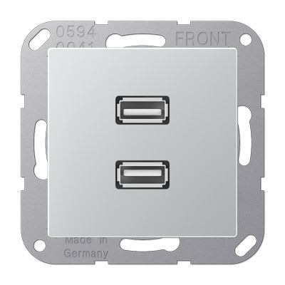 Jung - Connecteur Multimédia 2 x USB 2.0 / A 500 Aluminium