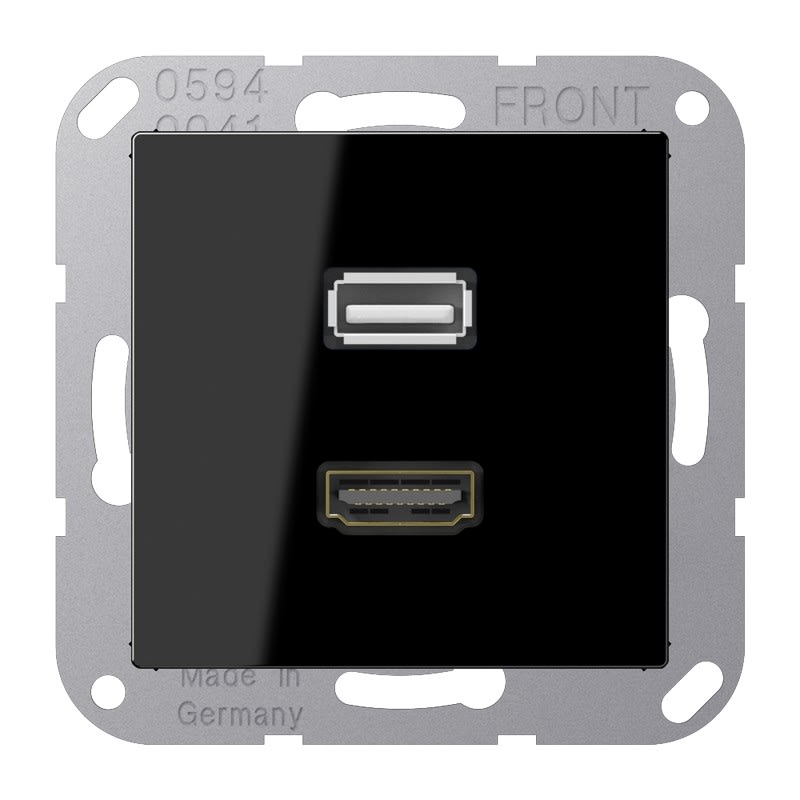 Jung - Connecteur Multimédia 1 x HDMI + USB 2.0 / A 500 Noir