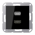 Jung - Connecteur Multimédia 1 x HDMI + USB 2.0 / A 500 Noir
