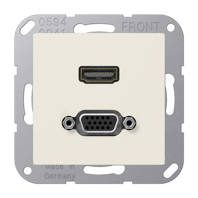 Jung - Connecteur Multimédia 1 x HDMI + VGA / A 500 Ivoire