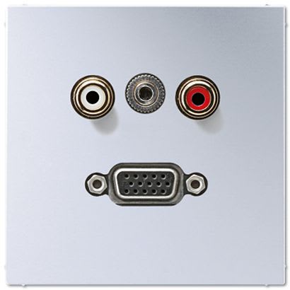 Jung - Connecteur Multimédia Chinch Audio - Mini 3,5 mm - VGA / LS 990 Aluminium