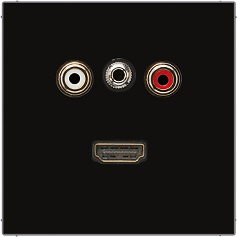 Jung - Connecteur Multimédia Chinch Audio - Mini 3,5 mm - HDMI / LS 990 Noir