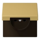 Jung - Enjo prise 2P+T avc couvercle / LS990 IP44 Laiton doré