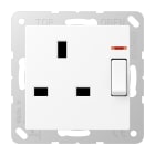 Jung - Prise standard BS avec intterrupteur+voyant 13A 250 V - A 500 blanc Mat