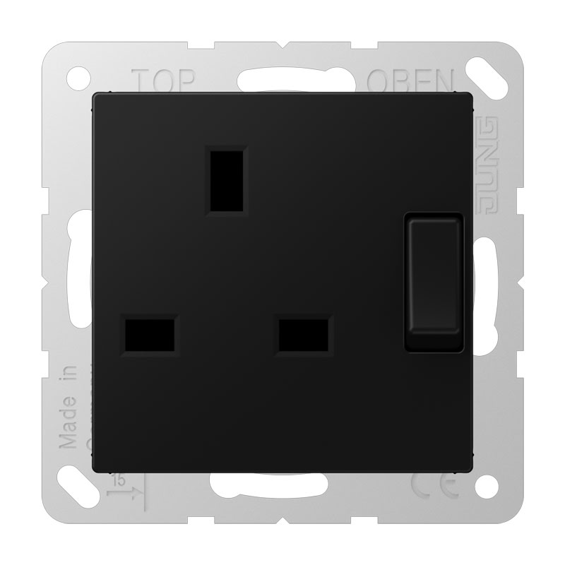 Jung - Prise standard BS avec intterrupteur 13A 250 V - A 500 noir Mat