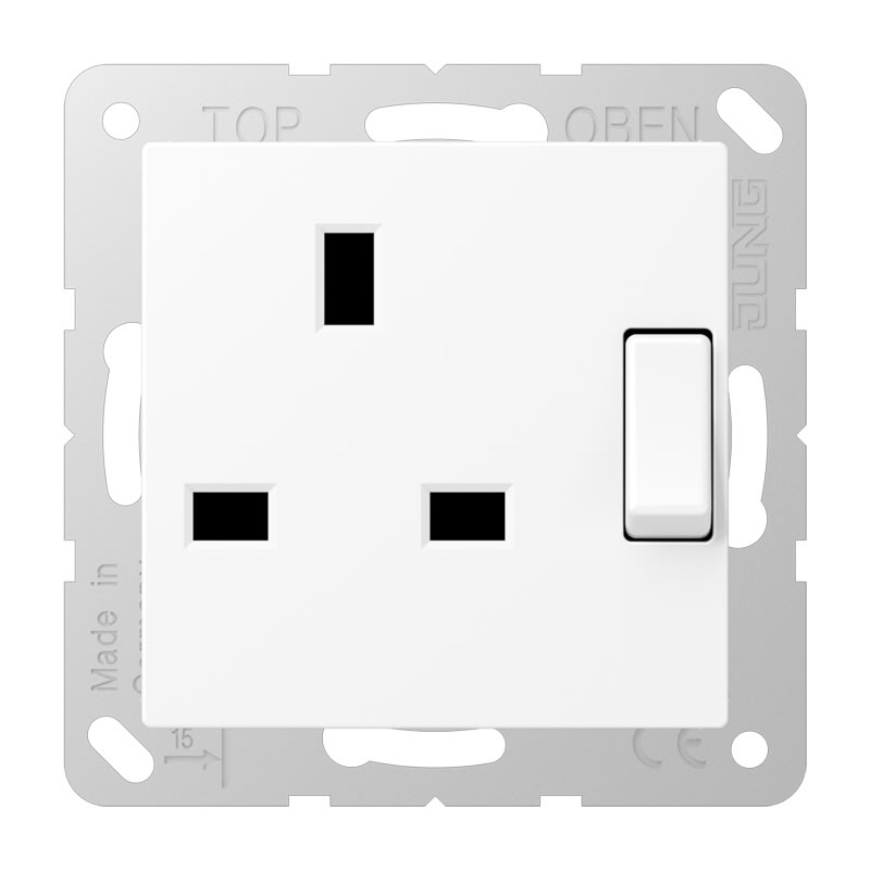 Jung - Prise standard BS avec intterrupteur 13A 250 V - A 500 blanc Mat