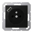 Jung - PC 2P+T type FR avec chargeur USB type A / A 500 Noir Mat