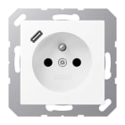 Jung - PC 2P+T type FR avec chargeur USB type C / A 500 Blanc Mat