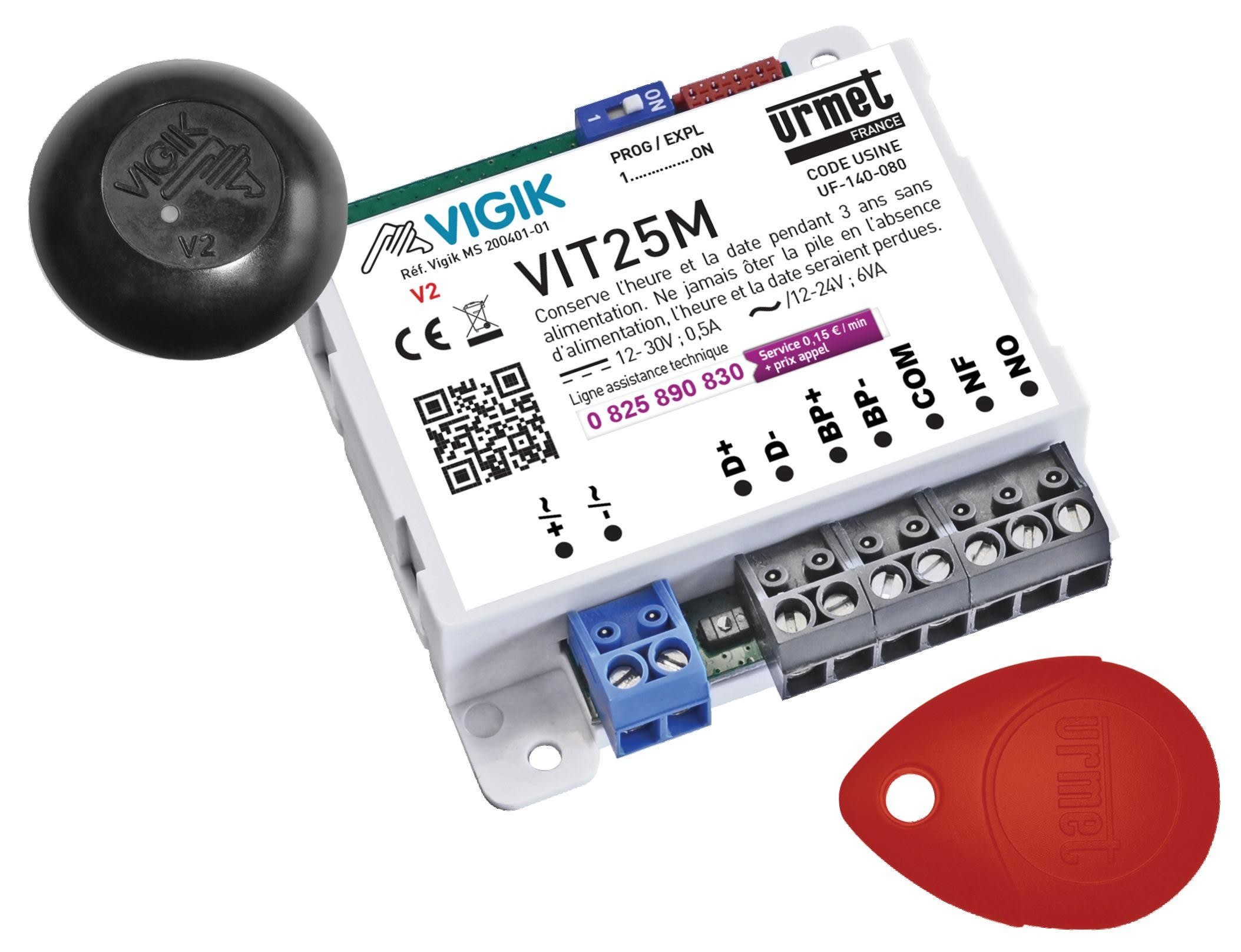 Urmet - Kit Micro Centrale 1 Porte Résidents / Vigik + 1 T25Vk2 + Clé Maître Prog