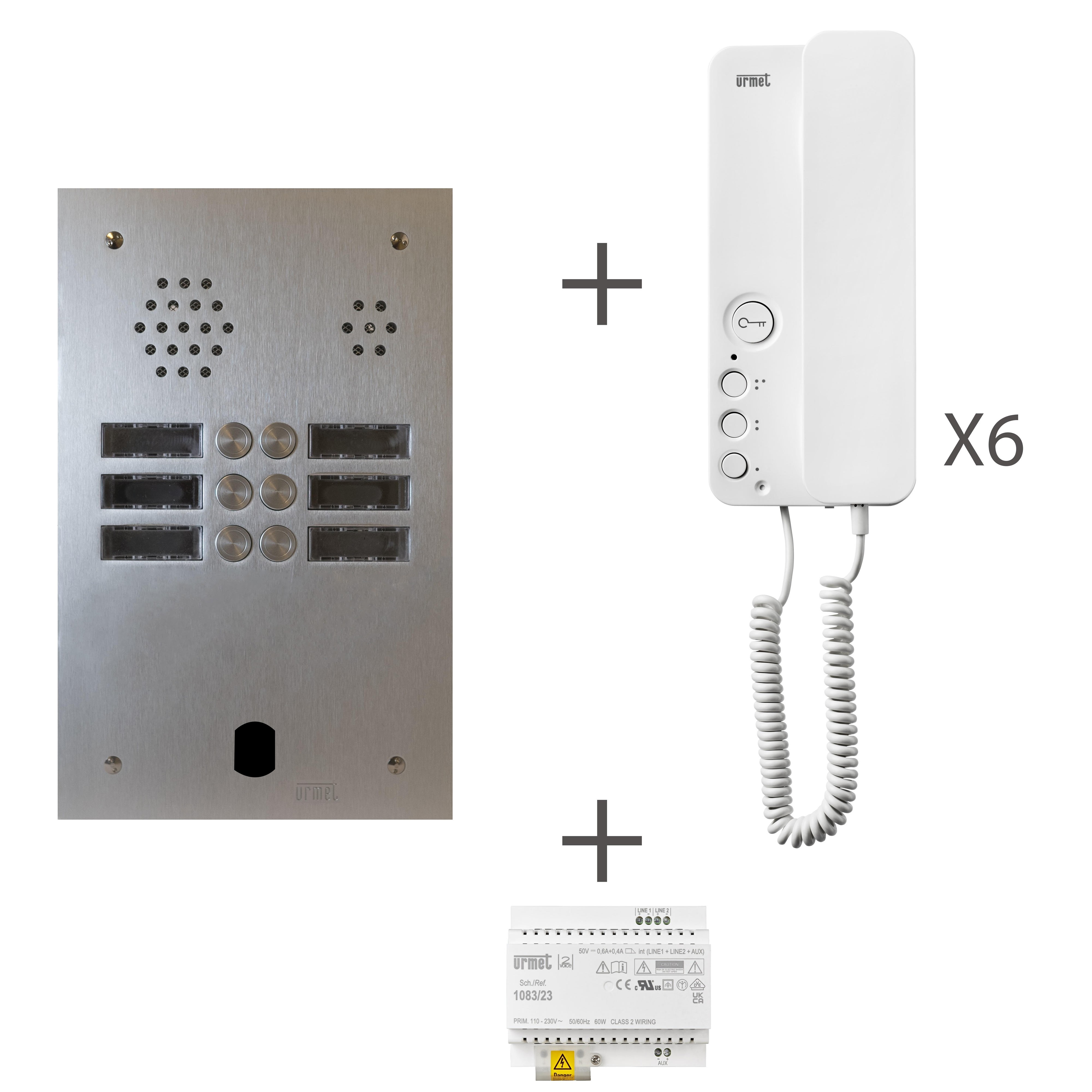 Urmet - Kit Audio Préprogrammé, 2Voice, Platine Et Postes, 2 Rangée, 6 Boutons