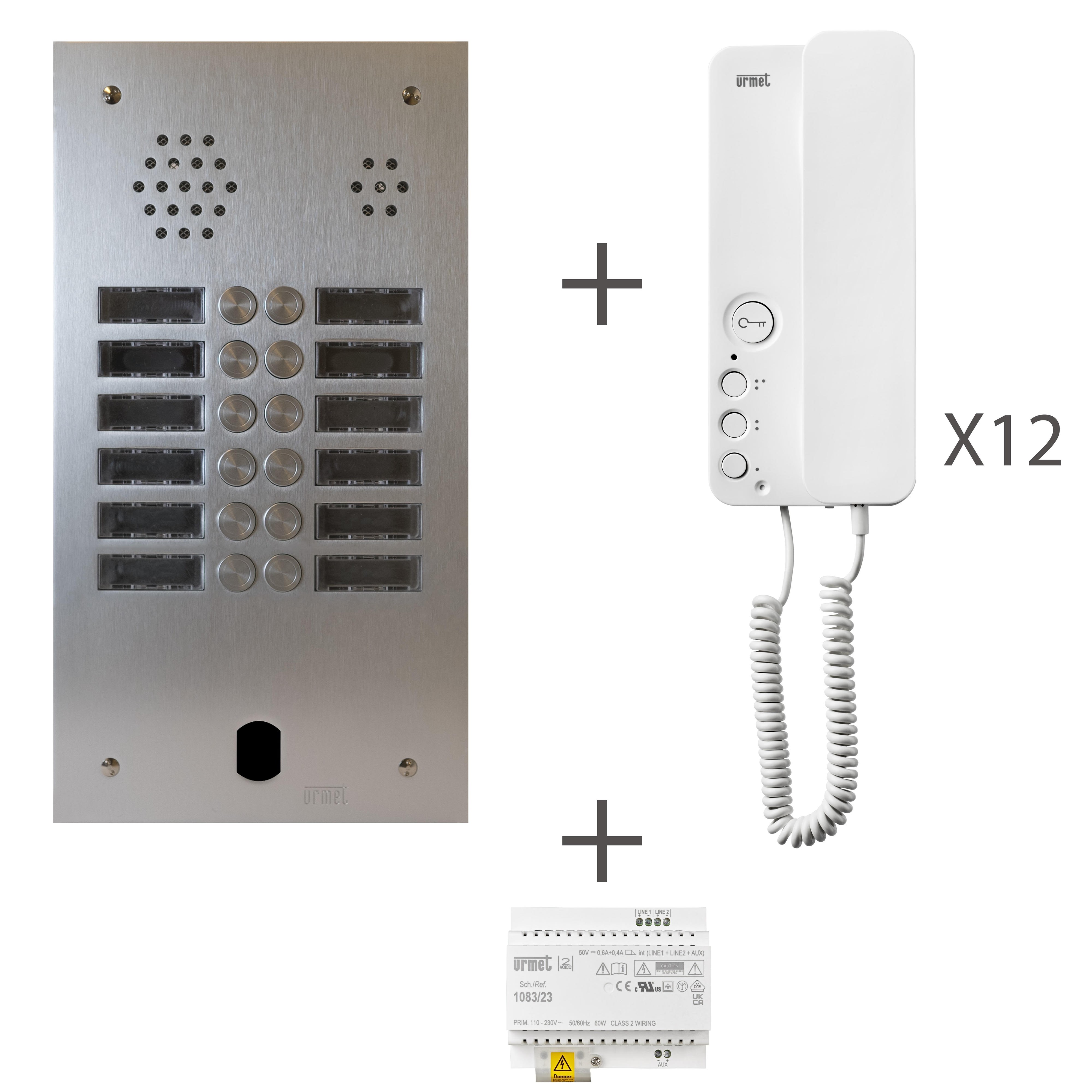 Urmet - Kit Audio Préprogrammé, 2Voice, Platine Et Postes, 2 Rangée, 12 Boutons