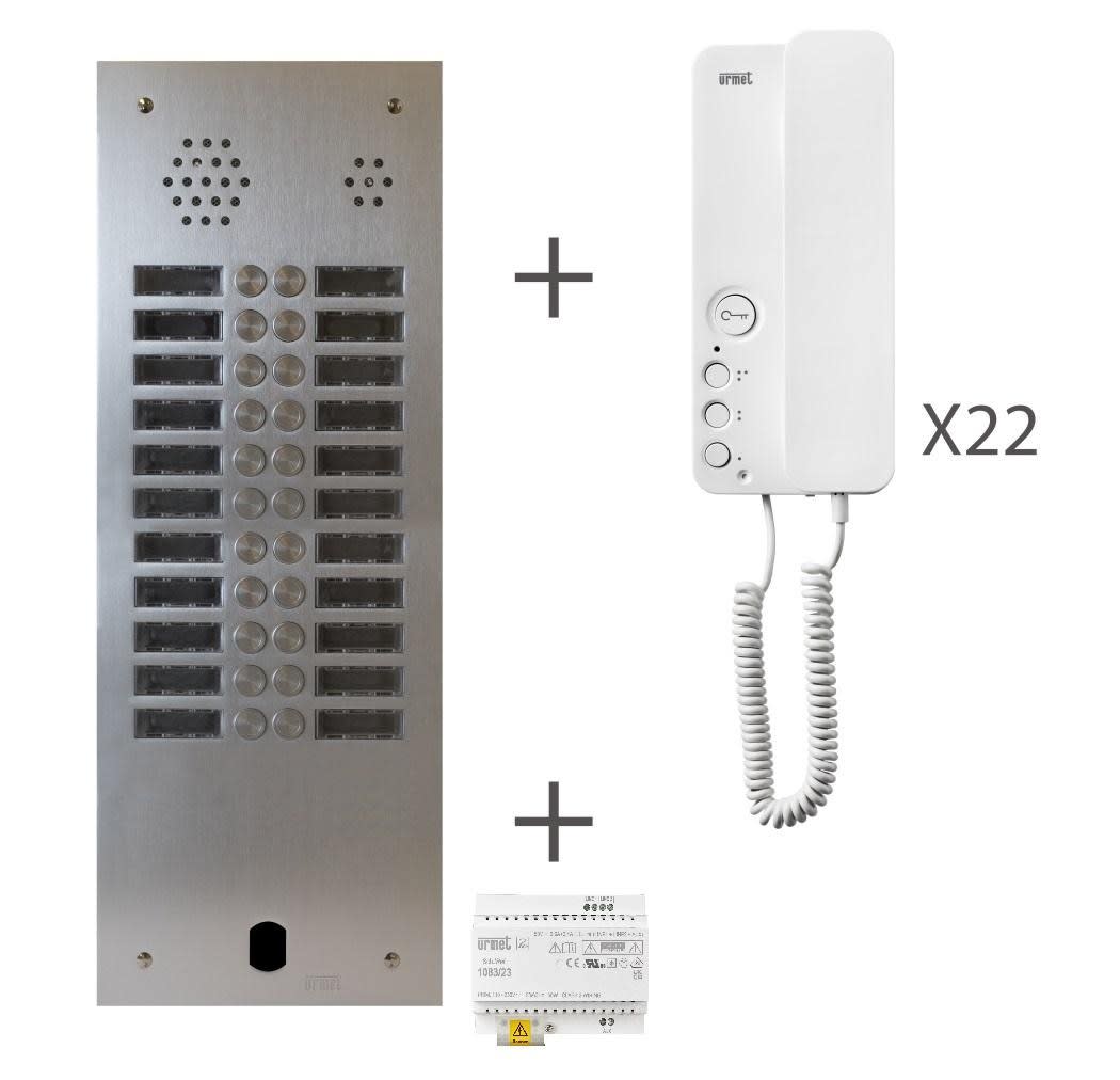 Urmet - Kit Audio Préprogrammé, 2Voice, Platine Et Postes, 2 Rangée, 22 Boutons