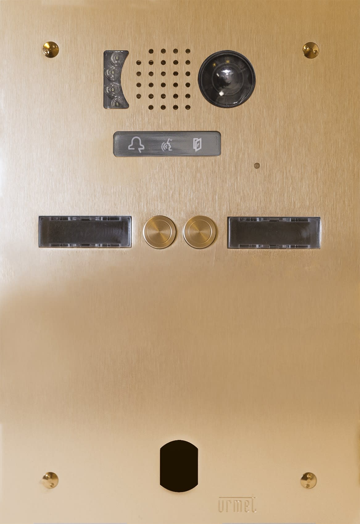 Urmet - Plaque Video Alu 2R 2 Bp 2Voice Champagne