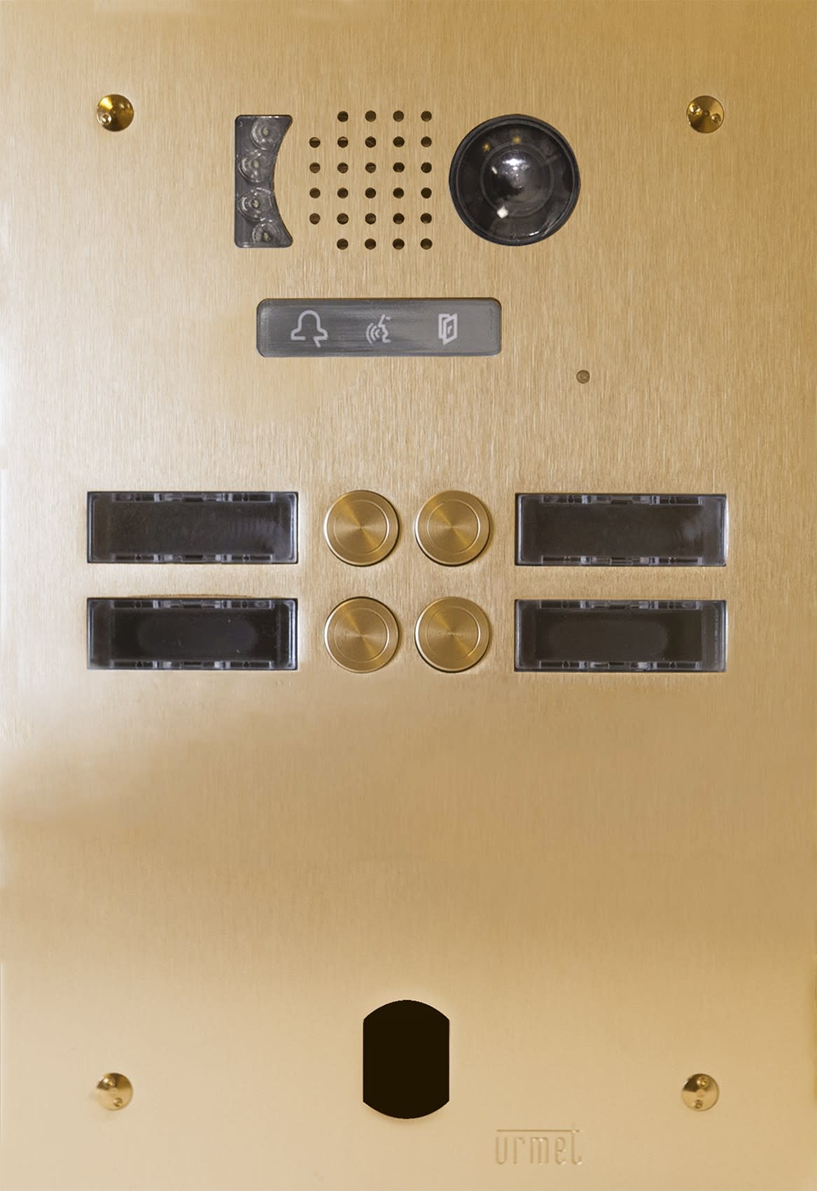 Urmet - Plaque Video Alu 2R 4 Bp 2Voice Champagne