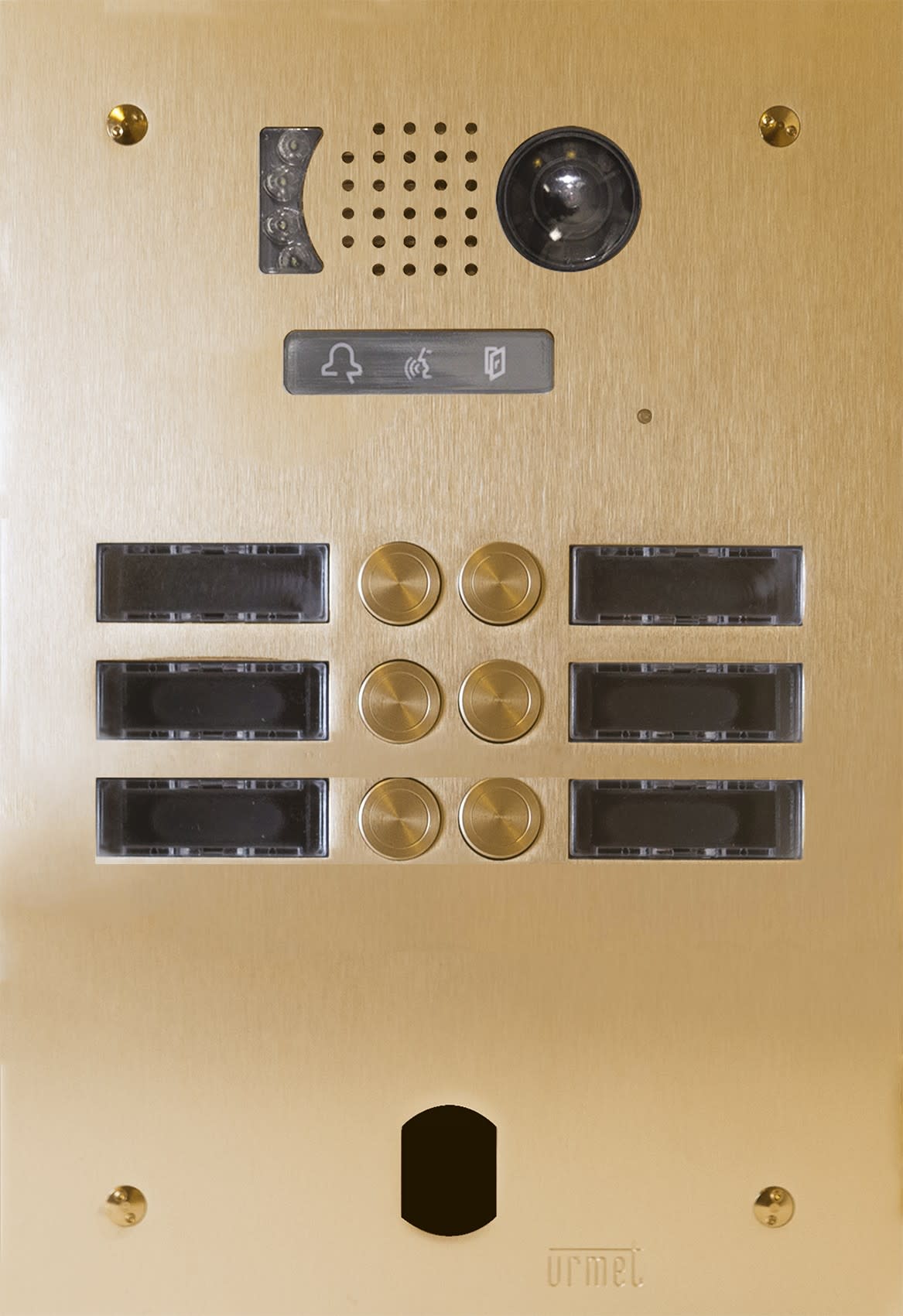 Urmet - Plaque Video Alu 2R 6 Bp 2Voice Champagne