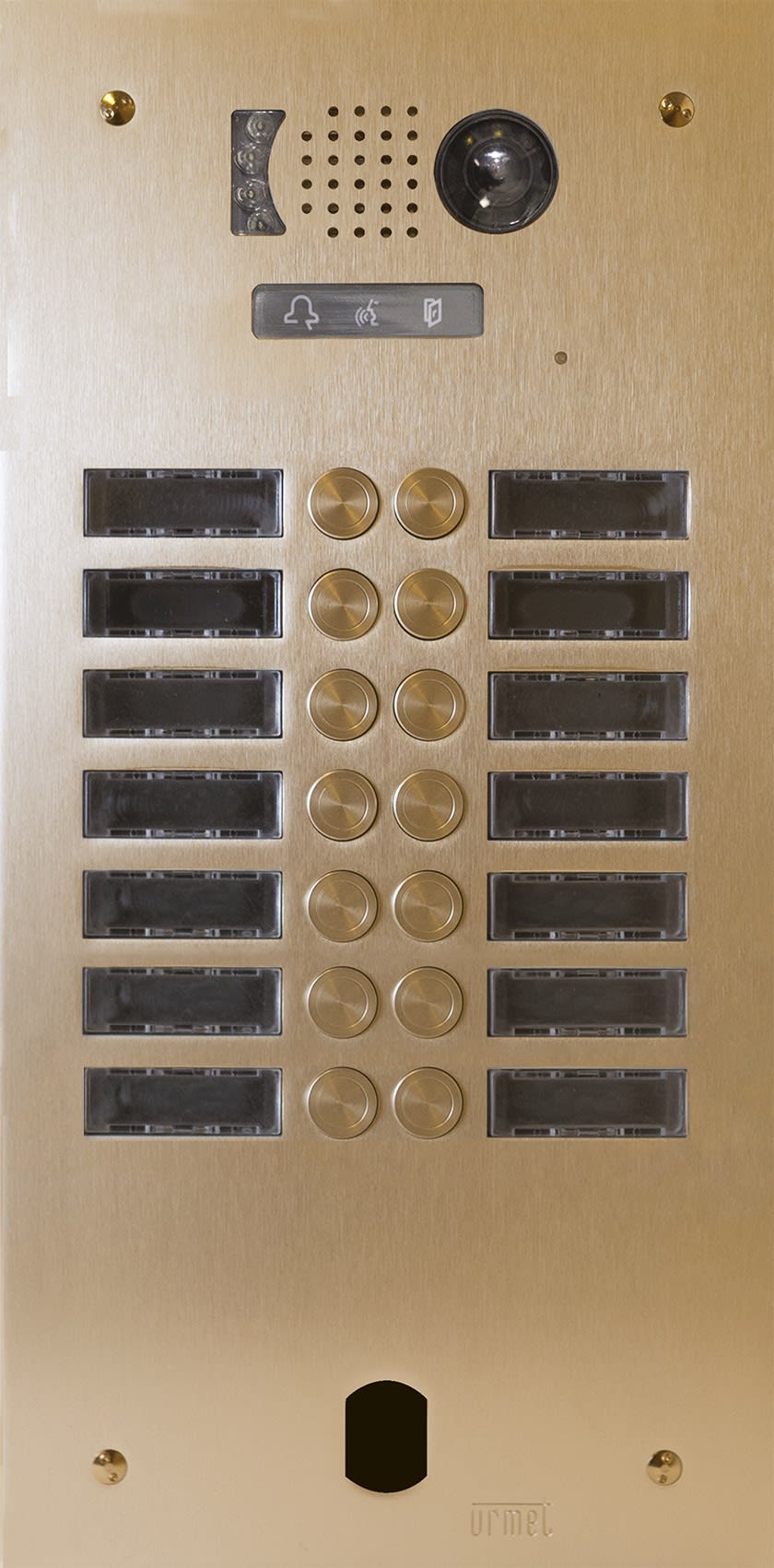 Urmet - Plaque Video Alu 2R 14 Bp 2Voice Champagne