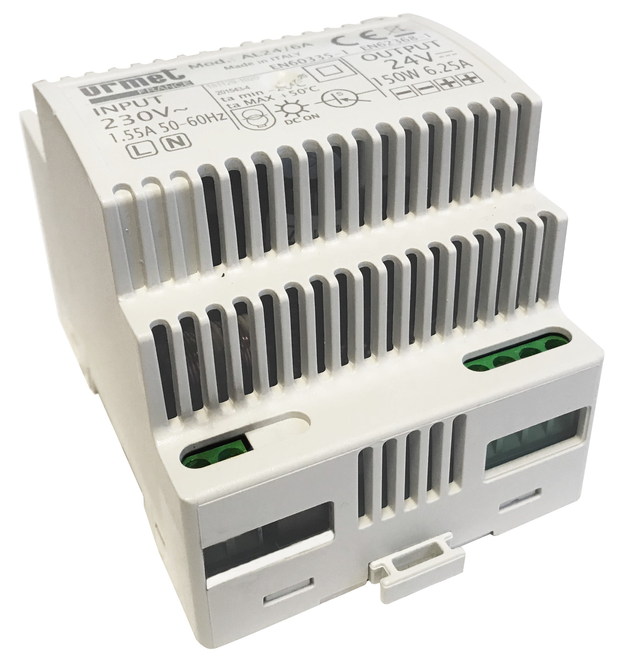 Urmet - Alimentation 24Vcc 6,25A, 4 modules rail DIN, normes CE.