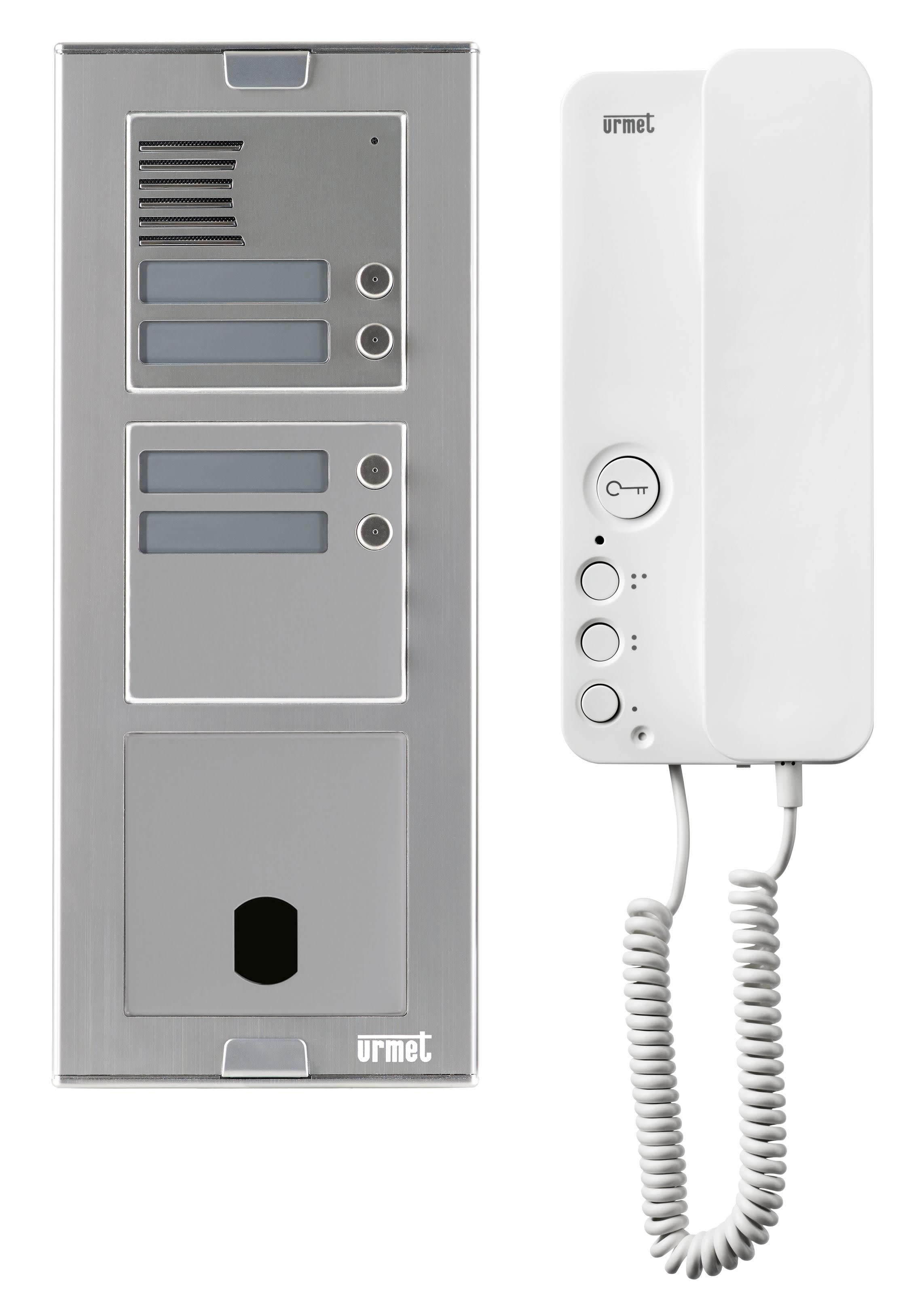 Urmet - Kit Platine Poste Audio p/ sinthesi Alu, 4 Boutons, 3 Modules, 2Voice programmé