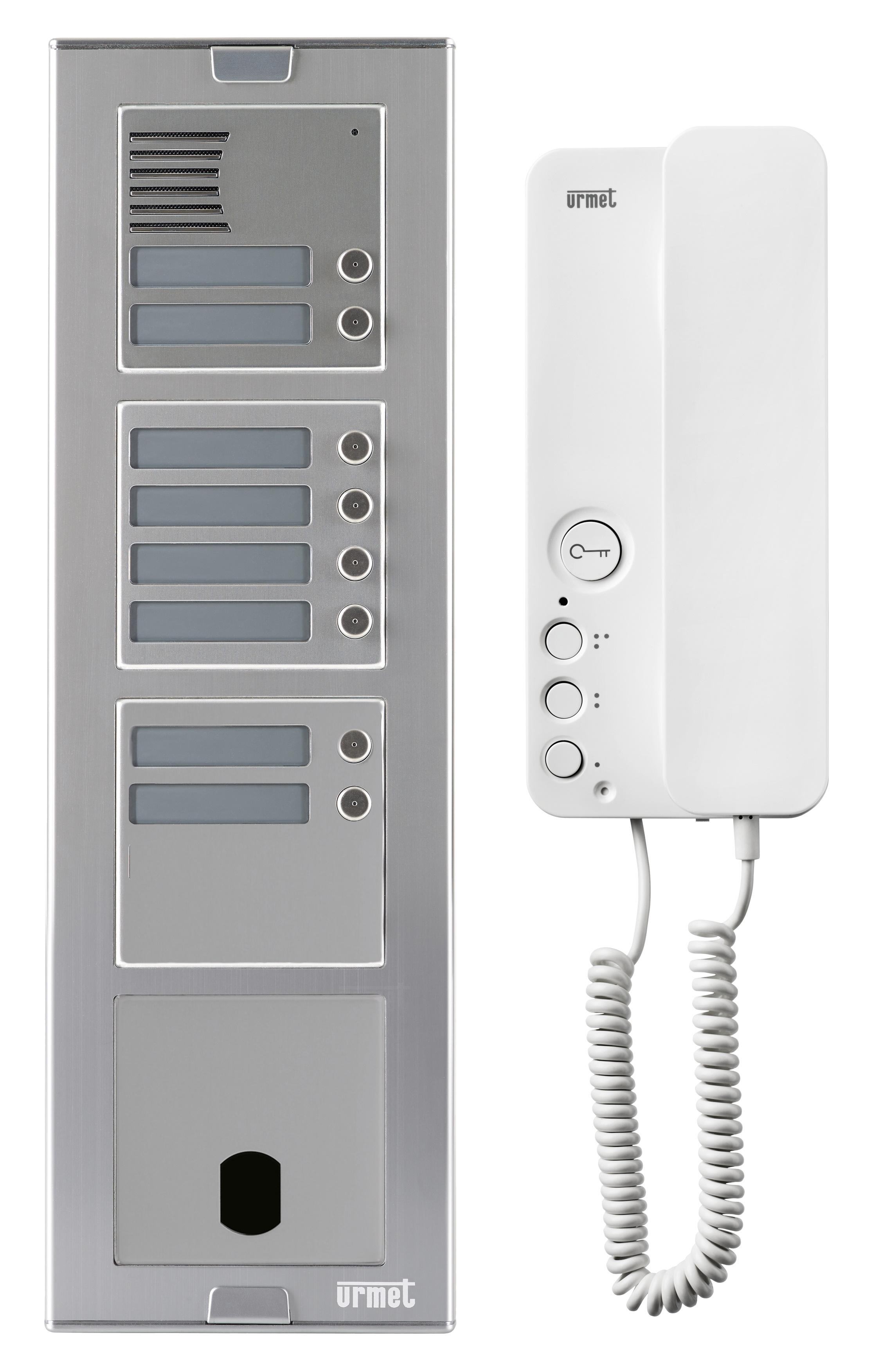 Urmet - Kit Platine Poste Audio p/ sinthesi Alu, 8 Boutons, 4 Modules, 2Voice programmé