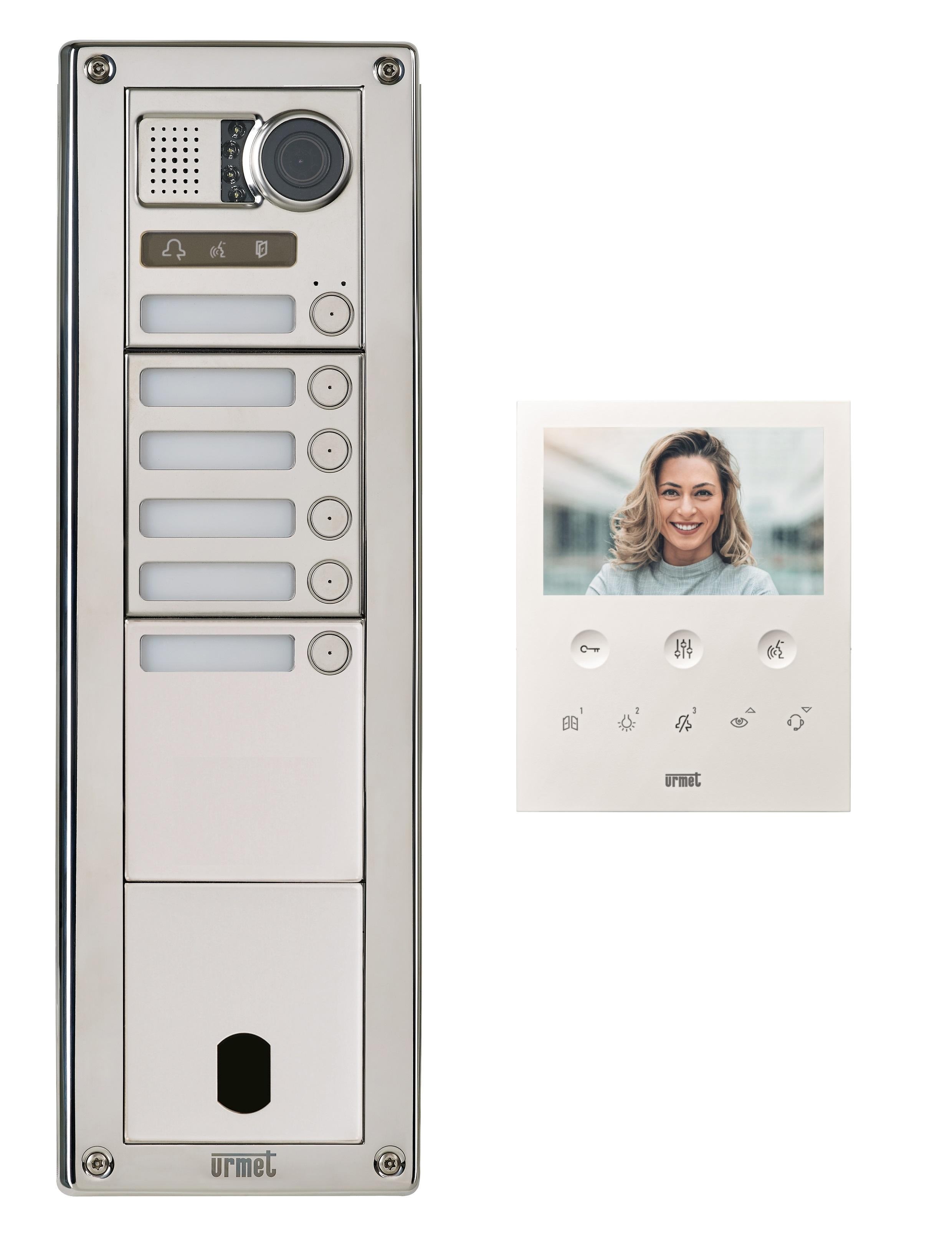 Urmet - Kit Platine Poste Video p/ sinthesi Steel Inox 6 Boutons 4 Modules 2V programmé