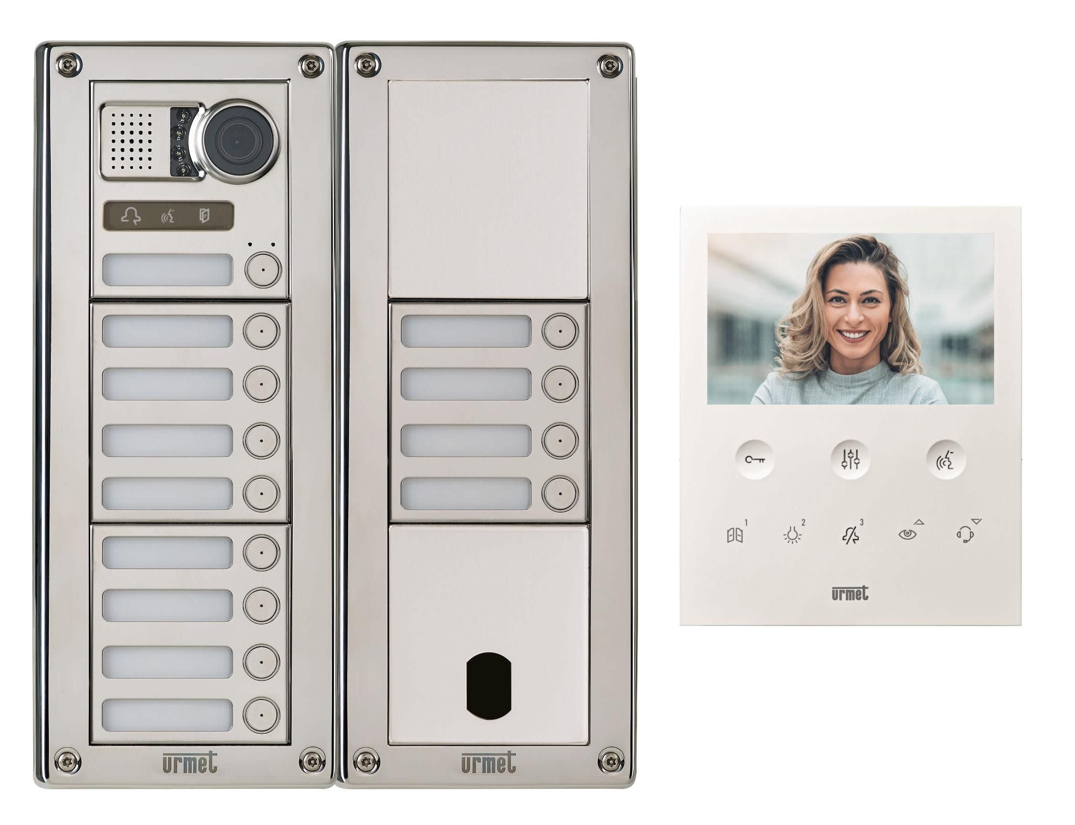 Urmet - Kit Platine Poste Video p/ sinthesi Steel Inox 10 Boutons 6 Modules 2V programmé