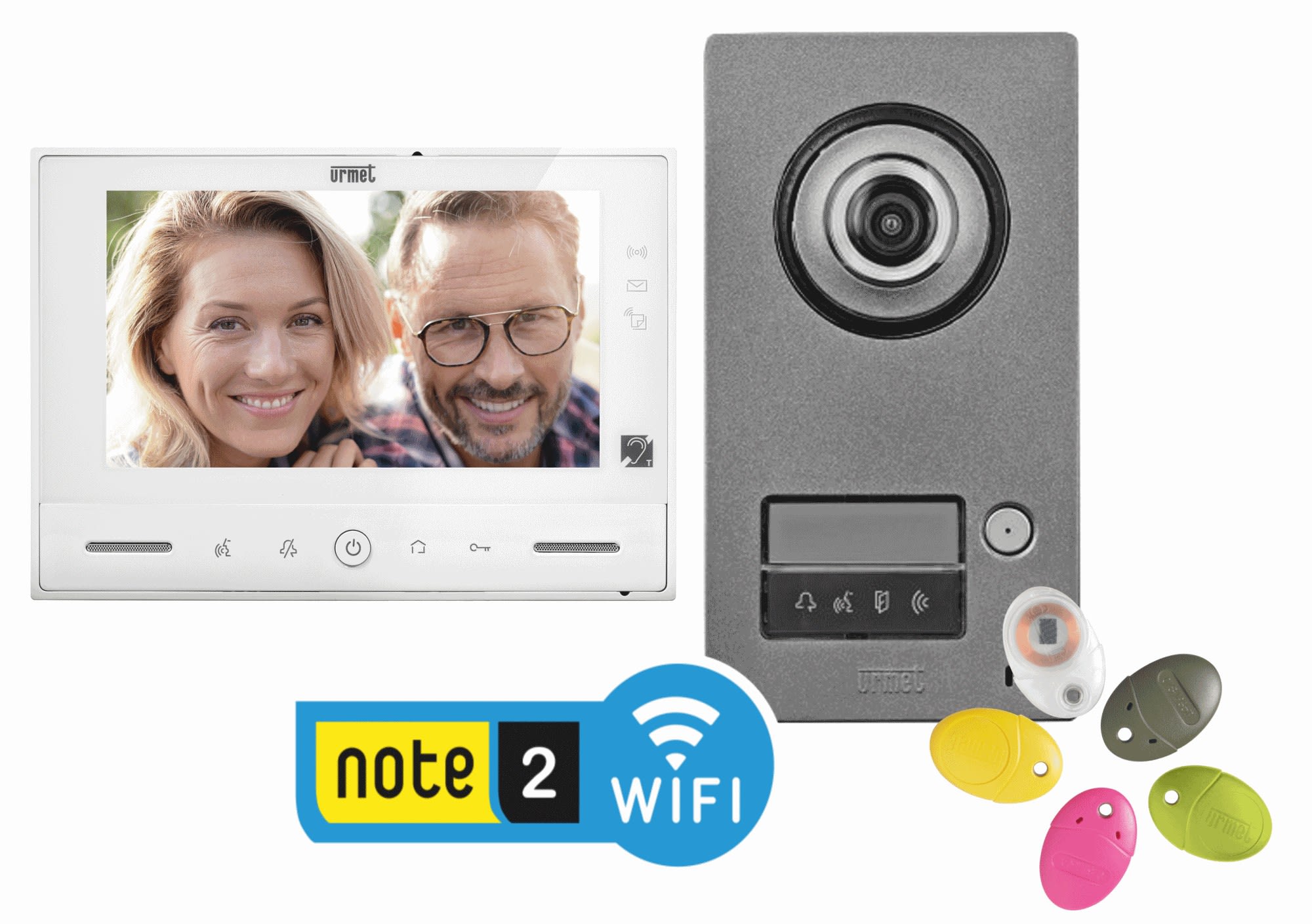 Urmet - Kit portier video Note 2 moniteur Wifi 7", platine 1BP, report d'appels intégré