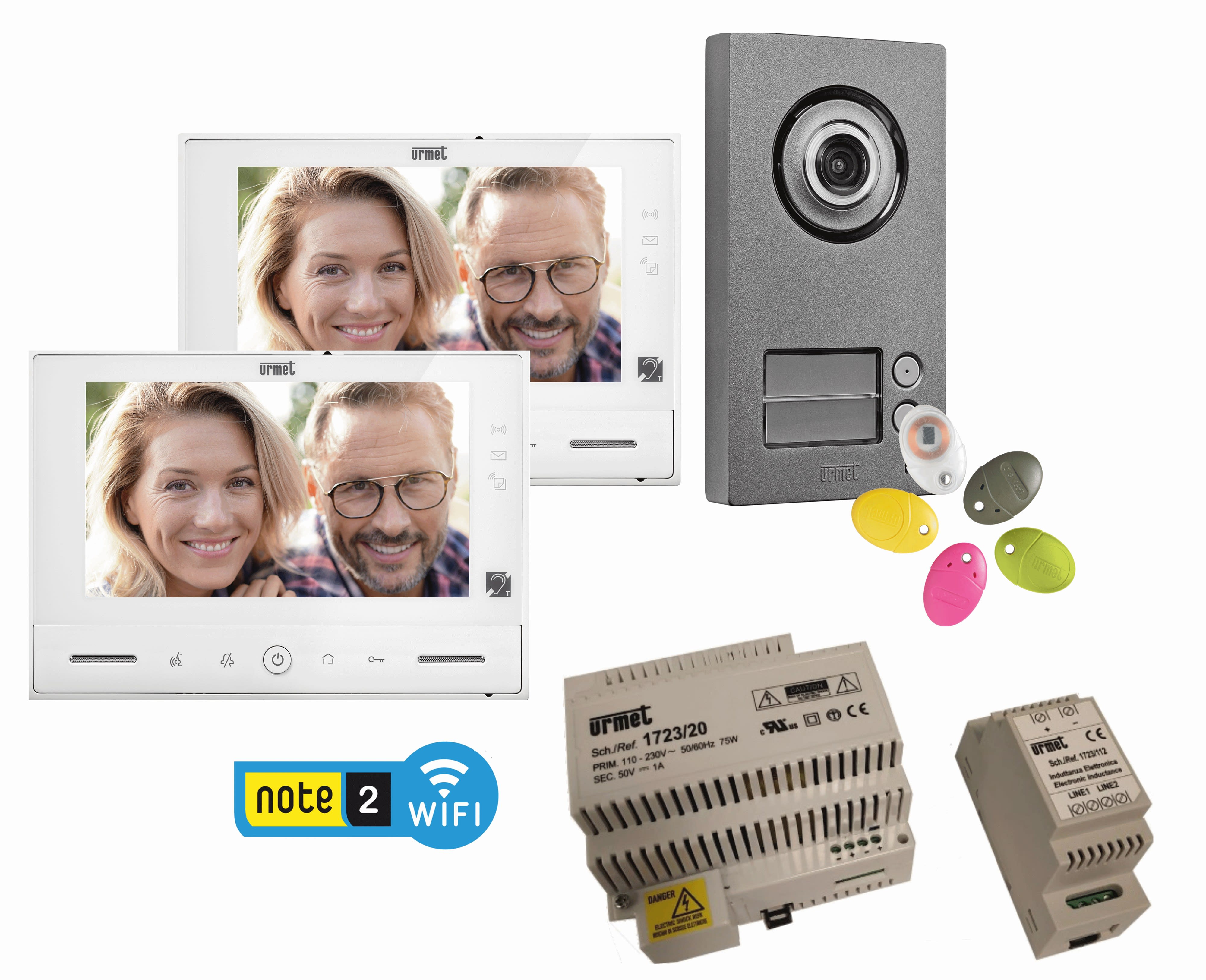 Urmet - Kit Portier Video Note2 Moniteur Wifi 7", Platine 2Bp, Report D'Appels Intégré