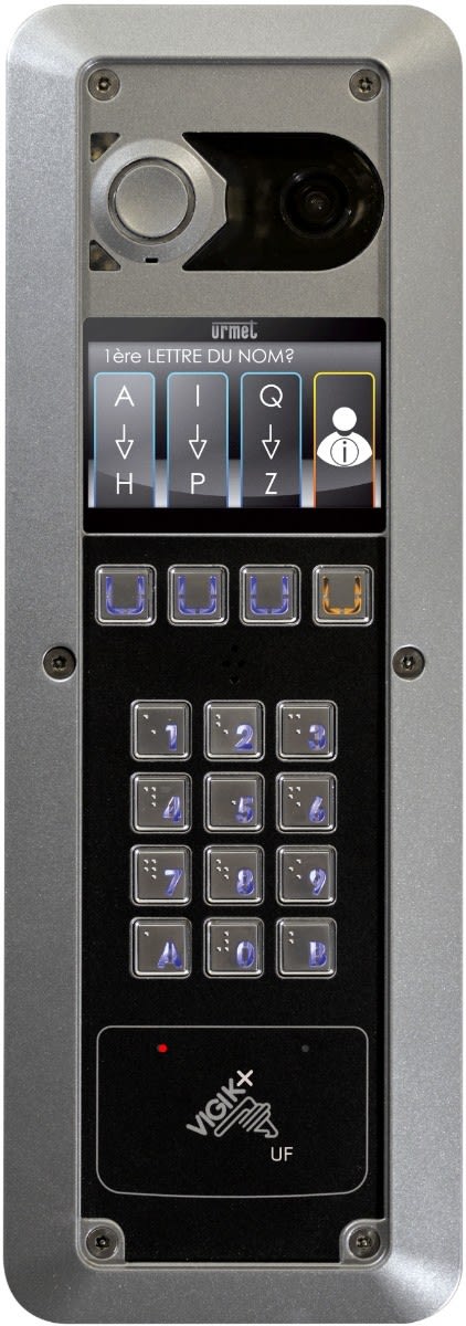 Urmet - Platine vidéo à défilement 2VOICE graphique Lecteur plat Vigik+ Zamac gris