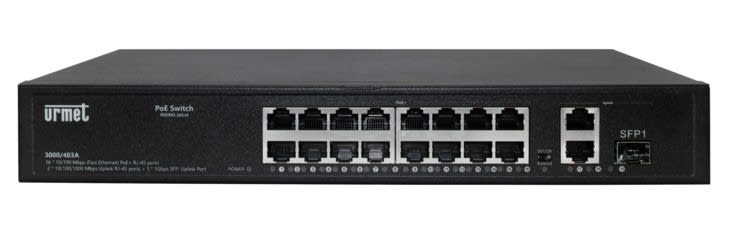 Urmet - Switch POE+ 16 ports avec 2 ports RJ45 UPLINK